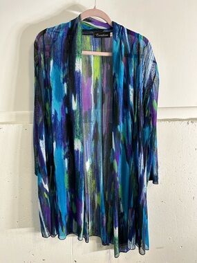 Creation Blue & Purple Sheer Duster Cardigan